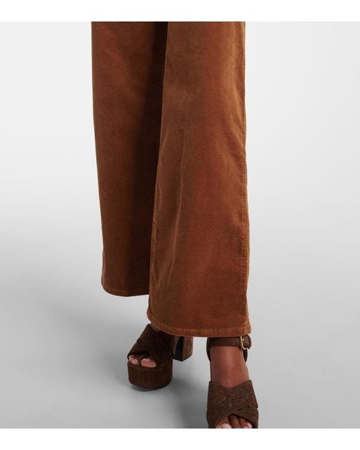 FRAME Brown Le Slim Palazzo Cotton Corduroy Wide-Leg Pants