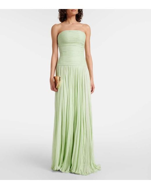 Marmar Halim Green Robe Aus Seiden-Georgette