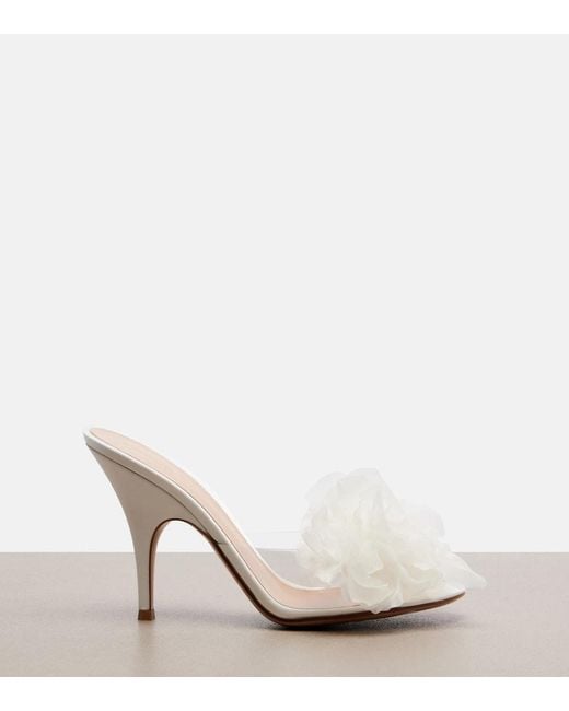 Gianvito Rossi White Floral-Applique Pvc Mules