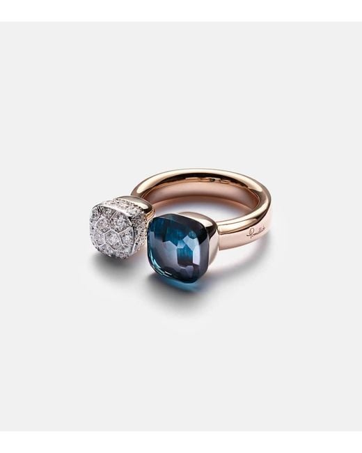 Pomellato White Nudo 18Kt Ring With Topaz And Diamonds