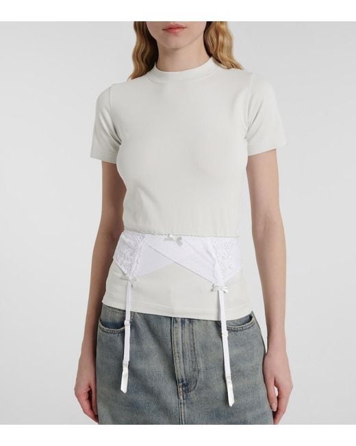 Balenciaga White Lingerie Cotton-Blend Jersey T-Shirt