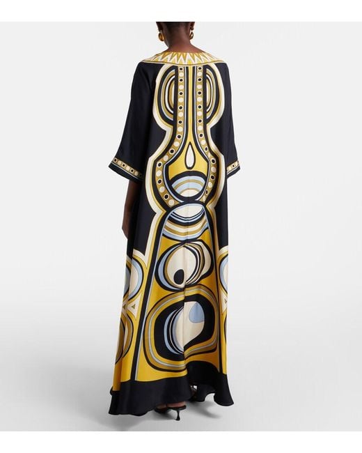 LaDoubleJ Metallic Muumuu Printed Silk Twill Maxi Dress