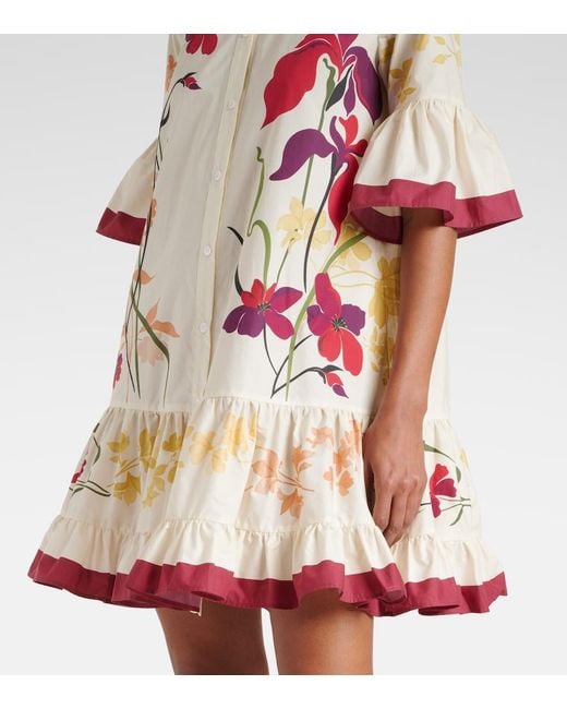 LaDoubleJ White Choux Floral Cotton Poplin Shirt Dress