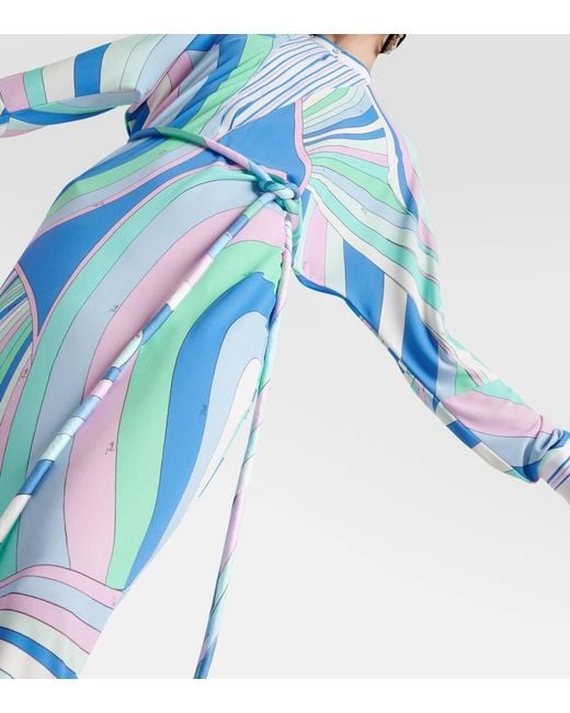 Emilio Pucci Blue Layered Belted Printed Tunic