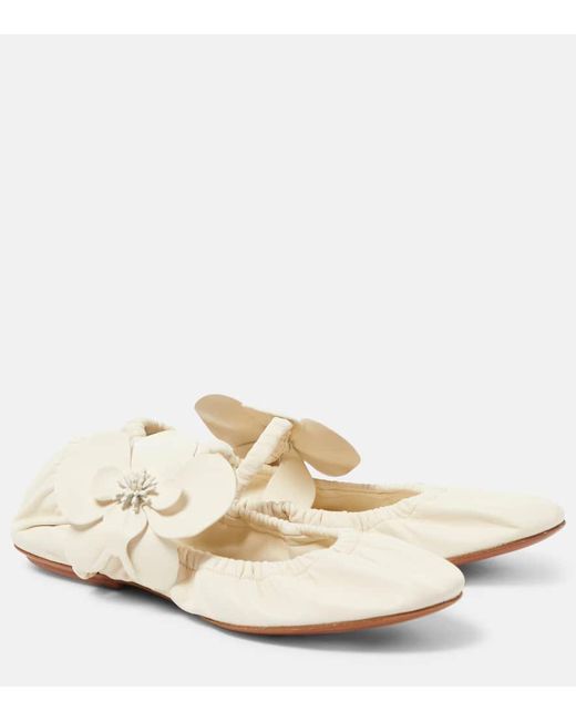 Zimmermann White Orchid Leather Ballet Flats