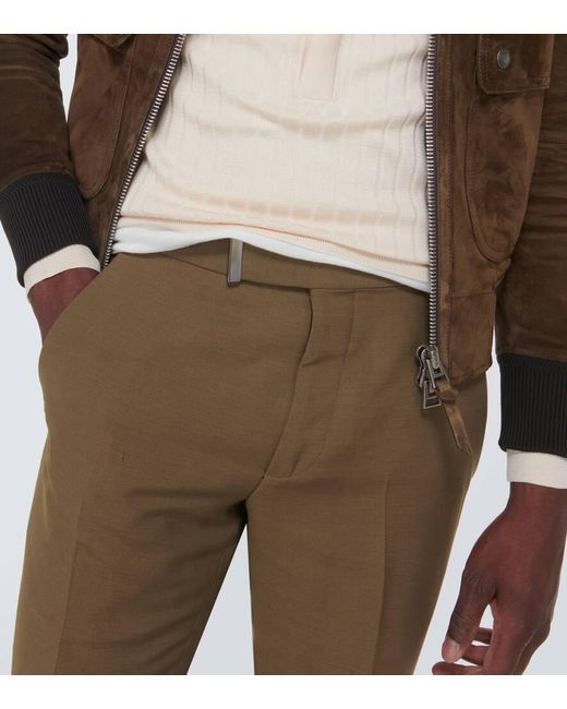 Pantalones slim de tiro medio Tom Ford de hombre de color Natural