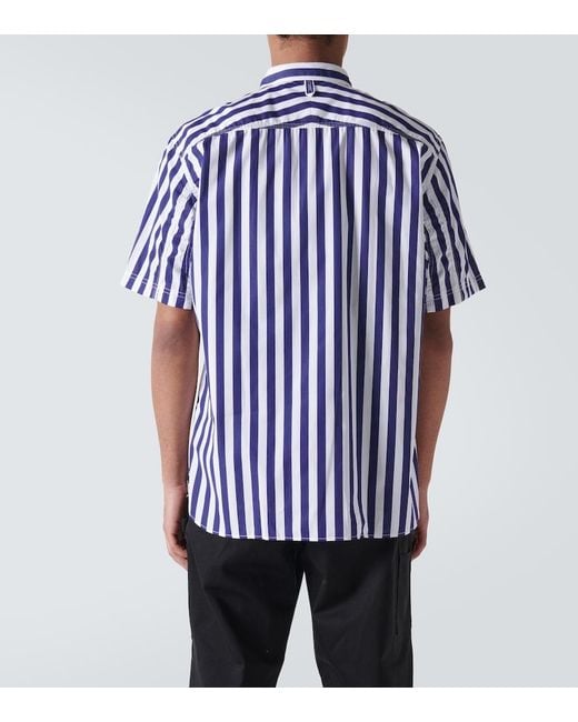 Junya Watanabe Blue X Carhartt Striped Cotton Bowling Shirt for men