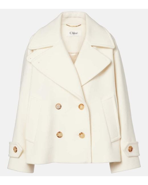 Manteau Oversize En Laine Melangee Chloé en coloris Natural