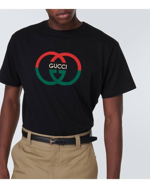 Gucci T-Shirt Aus Baumwolljersey Mit Print in Black für Herren