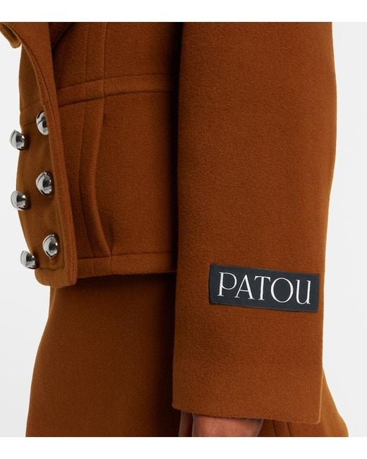 Patou Brown Cropped Wool-Blend Jacket