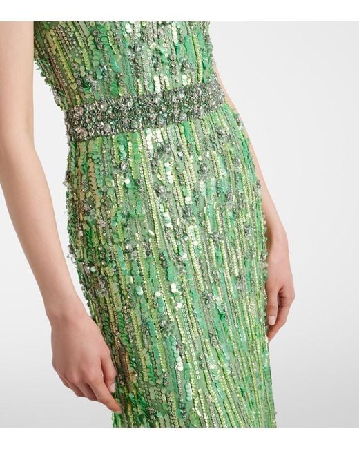 Jenny Packham Green Roxy Embellished Gown