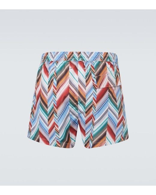 Missoni White Zigzag Swim Trunks for men