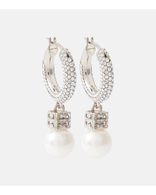 Givenchy White Ohrringe mit Kristallen und Zierperlen