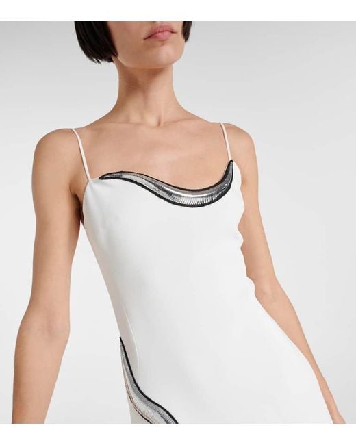 Robe Longue En Crepe A Ornements David Koma en coloris White