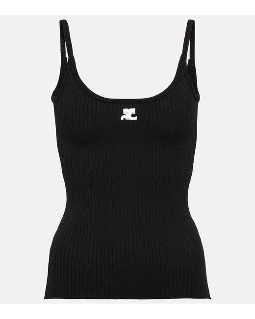 Courreges Black Top Aus Rippstrick