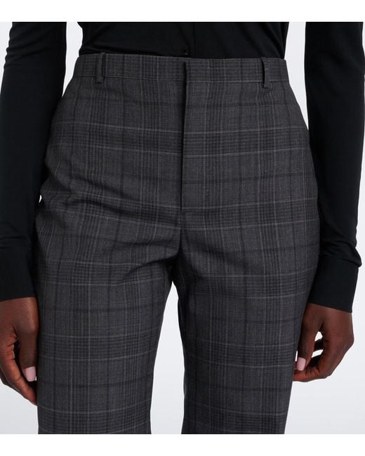 Gucci Gray Checked Wool Straight Pants