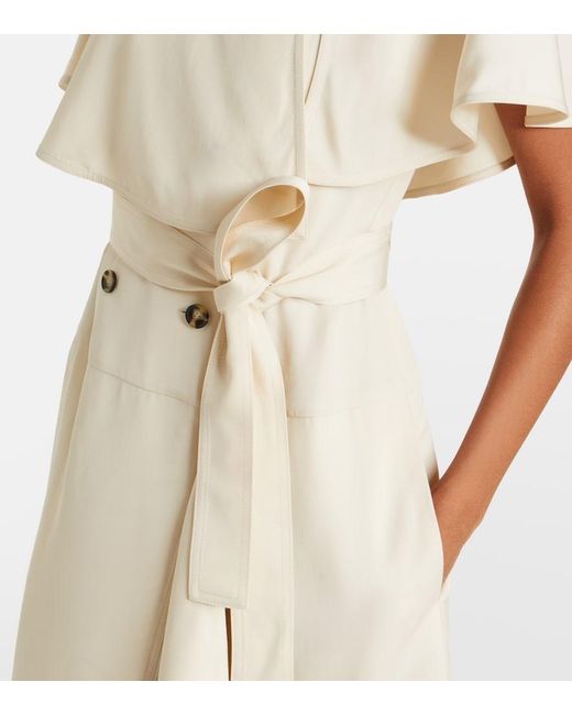 Proenza Schouler Isolde Caped Twill Midi Dress in Natural