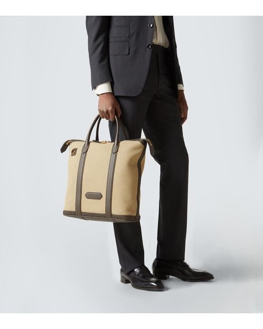 Tom Ford Tote Bag Buckley East West Aus Canvas in Natural für Herren