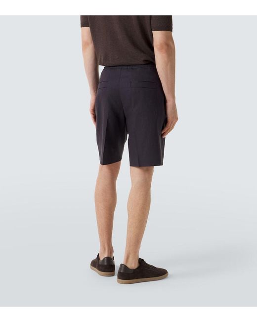 Zegna Gray Linen Bermuda Shorts for men