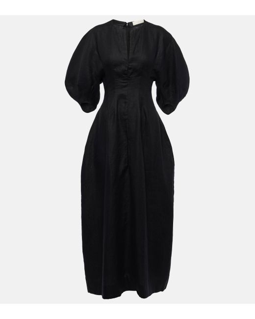 Faithfull The Brand Black Soleil Linen Maxi Dress