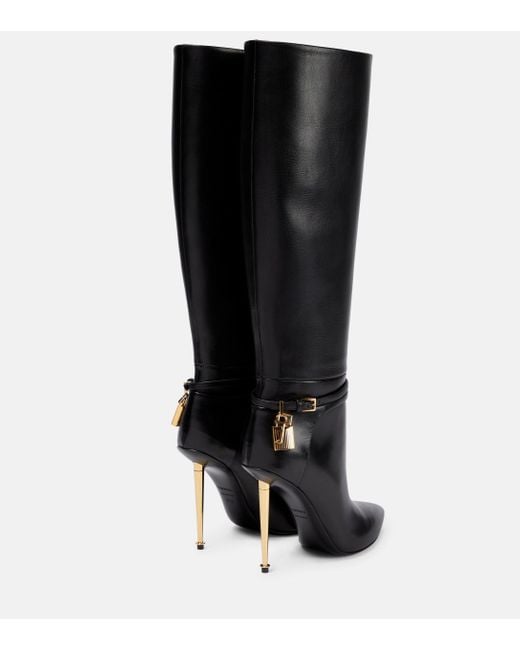 Tom Ford Padlock 105 Leather Knee-high Boots in Black | Lyst Canada