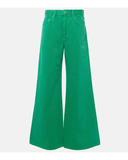 Citizens of Humanity Green Beverly Slouch Mid-rise Bootcut Jeans