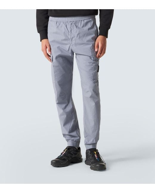 Stone Island Blue Compass Cotton-Blend Cargo Pants for men