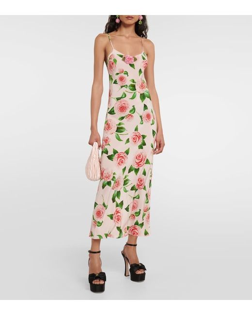 Rodarte Metallic Bedrucktes Slipdress Aus Seide
