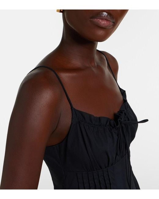 Staud Black Margi Cotton Poplin Midi Dress