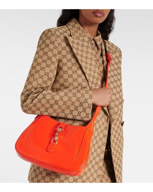Gucci Orange Jackie Small Patent Leather Shoulder Bag