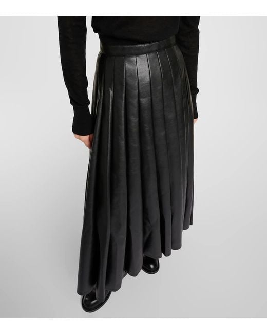 Falda midi plisada de piel sintetica Junya Watanabe de color Black