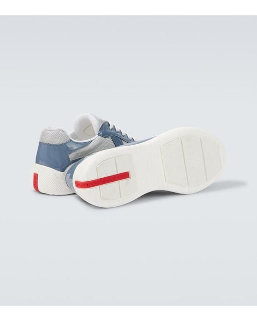 Prada Blue America's Cup Patent Leather Sneakers for men