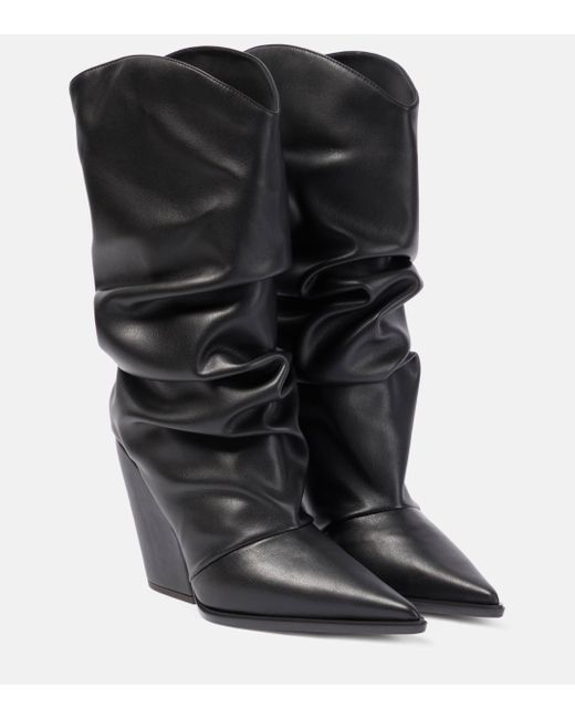 Alexandre Vauthier Black Faux Leather Knee-high Boots