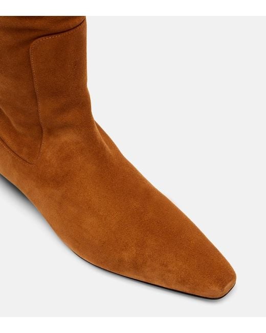 Staud Brown Stiefel Wally Aus Veloursleder