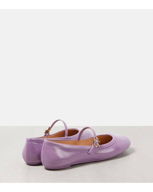 Gianvito Rossi Carla Patent Leather Mary Jane Flats in Purple | Lyst UK