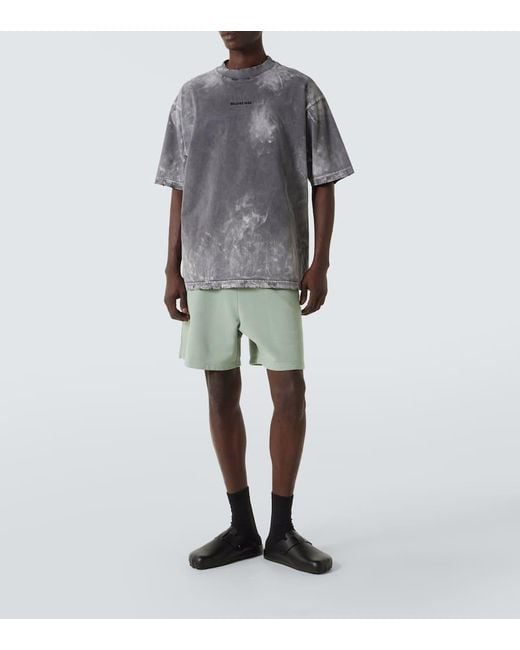 Shorts En Jersey De Algodon Con Logo Balenciaga de hombre de color Green
