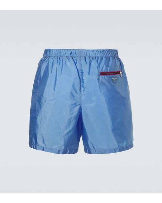 Prada Blue Re-Nylon Swim Trunks for men