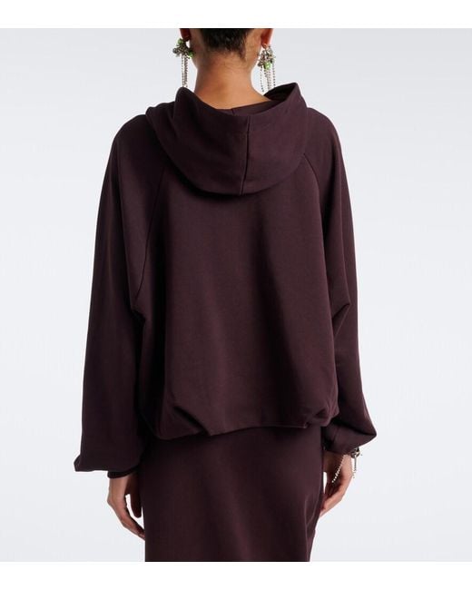 Dries Van Noten Purple Hooded Cotton Jersey Sweatshirt