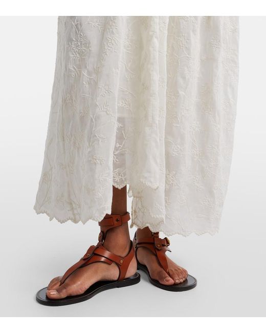Isabel Marant White Zoen Floral Cotton And Silk Maxi Dress