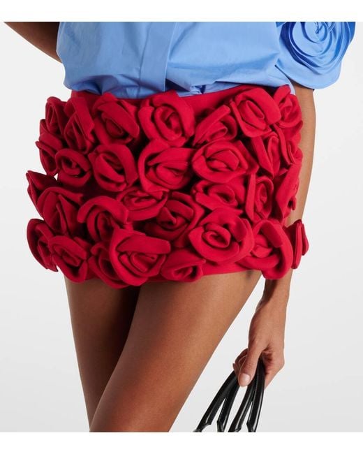 Valentino Red Crepe Couture Wool And Silk Skort