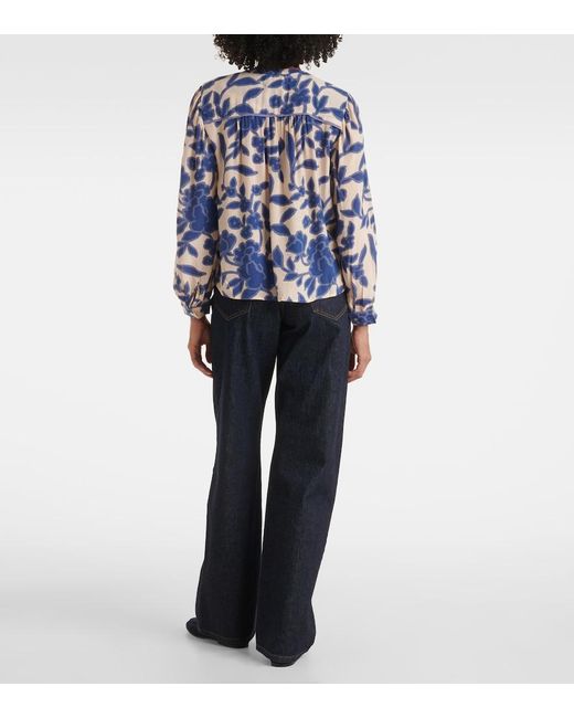 Velvet Blue Elda Printed Crepe Blouse