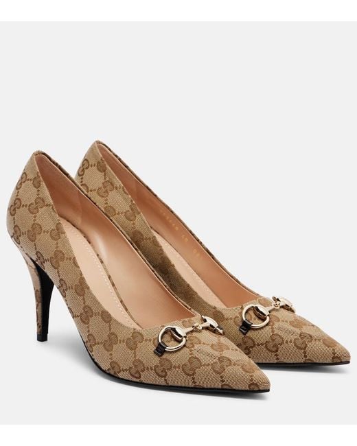 Gucci Brown Erin 85 Canvas Pumps