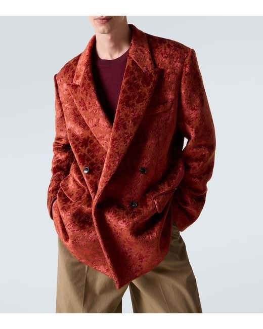 Dries Van Noten Red Double-Breasted Blazer for men