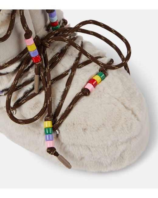 Stivaletti Doposci Icon Low Faux Fur Beads di Moon Boot in Natural