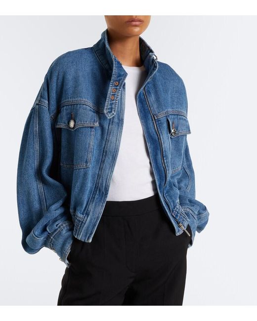 Sportmax Blue Denim Bomber Jacket