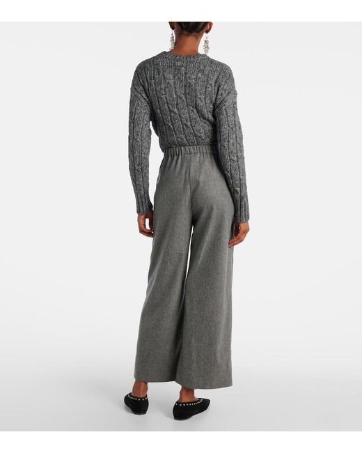 Max Mara Gray Floria Virgin Wool Straight Pants