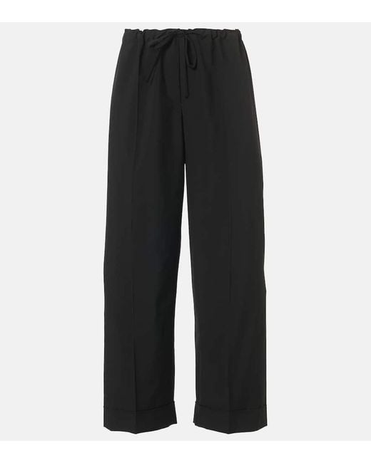 The Row Black Yaji Wool Straight Pants