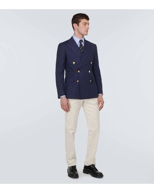 Ralph Lauren Blue Gregory Double-Breasted Wool Blazer for men