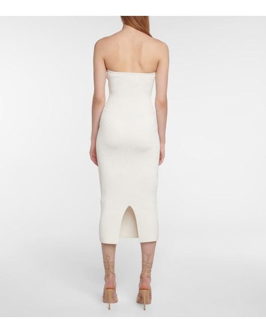 Galvan White Thalia Strapless Midi Dress