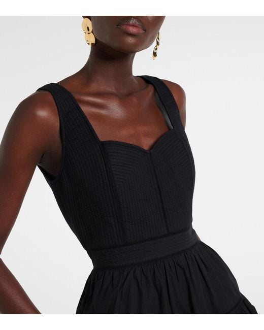 Ulla Johnson Black Isadora Cotton Poplin Bustier Dress